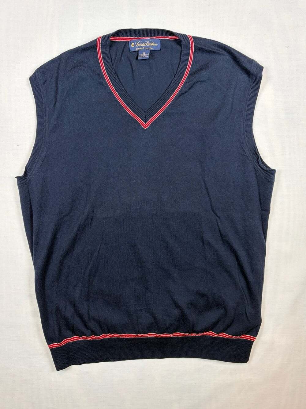 Brooks Brothers Supima Cotton V-Neck Sweater Vest Size M Blue